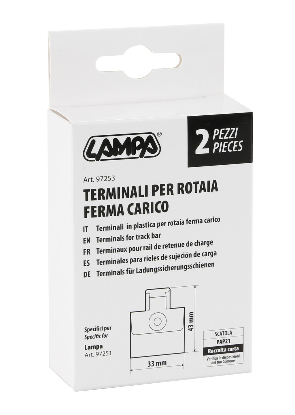 Terminali in plastica per rotaia ferma carico - 2 pz