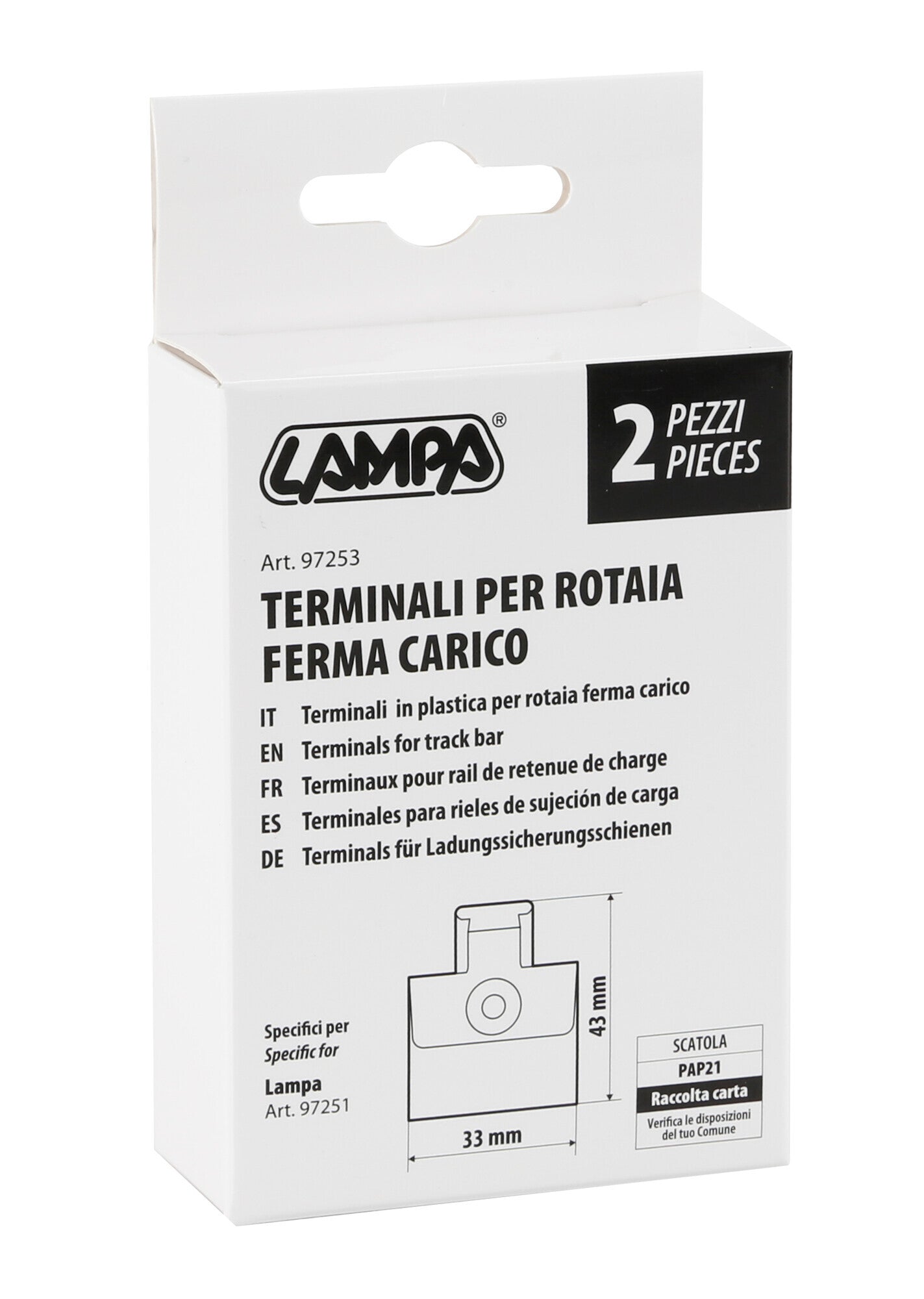 Terminali in plastica per rotaia ferma carico - 2 pz
