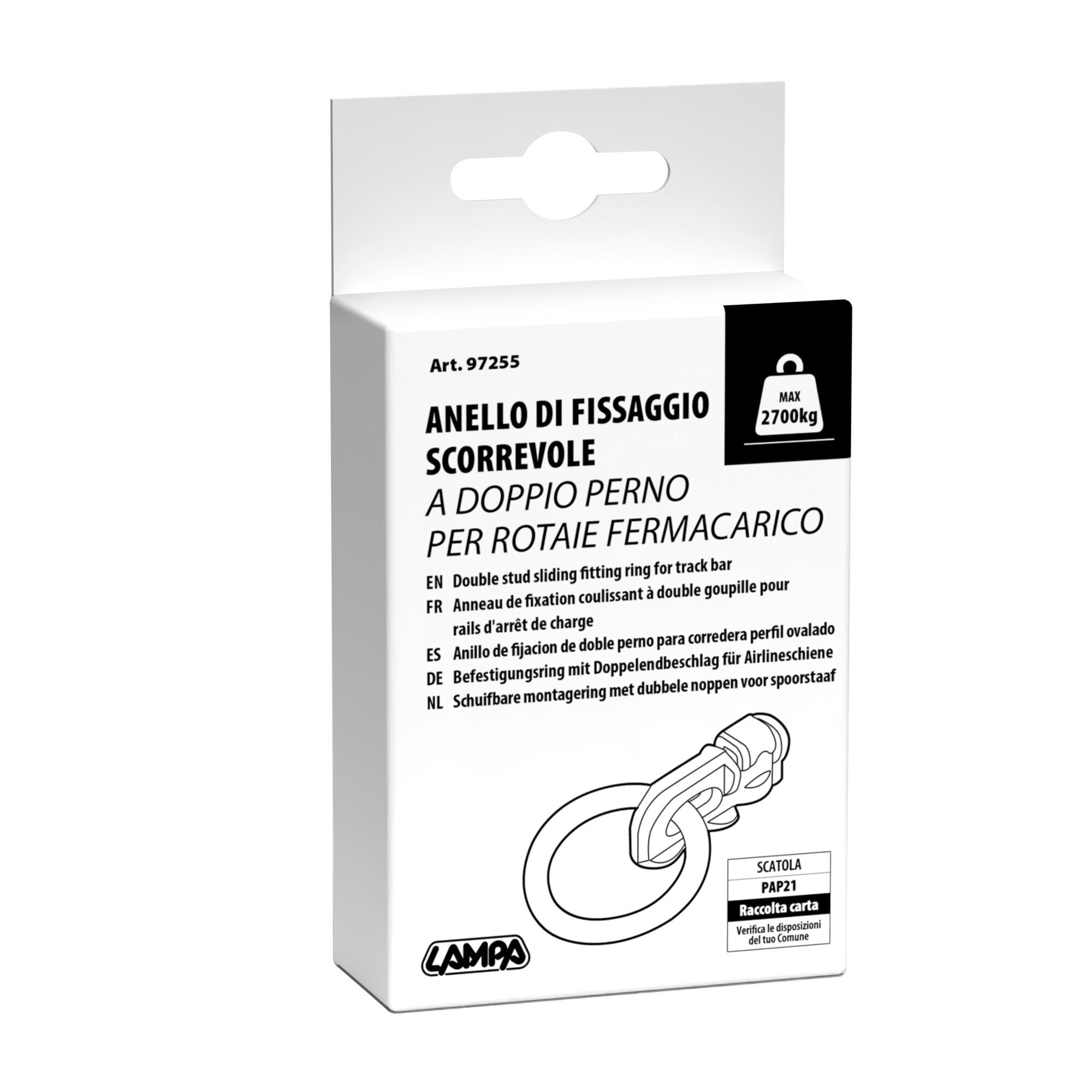 Anello di fissaggio con doppio perno per rotaie fermacarico a scorrimento - Type 4