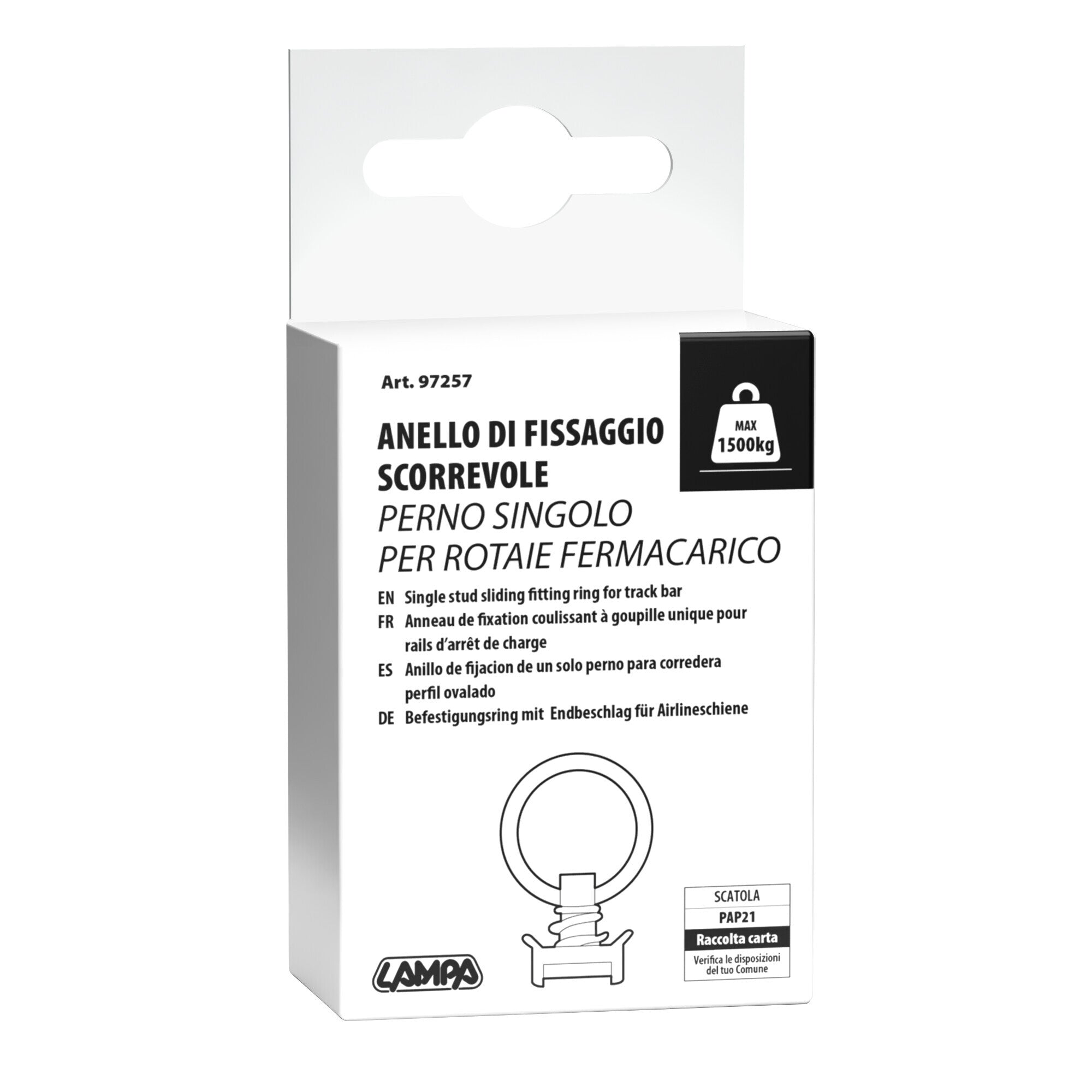 Anello di fissaggio con perno singolo per rotaie fermacarico a scorrimento - Type 6