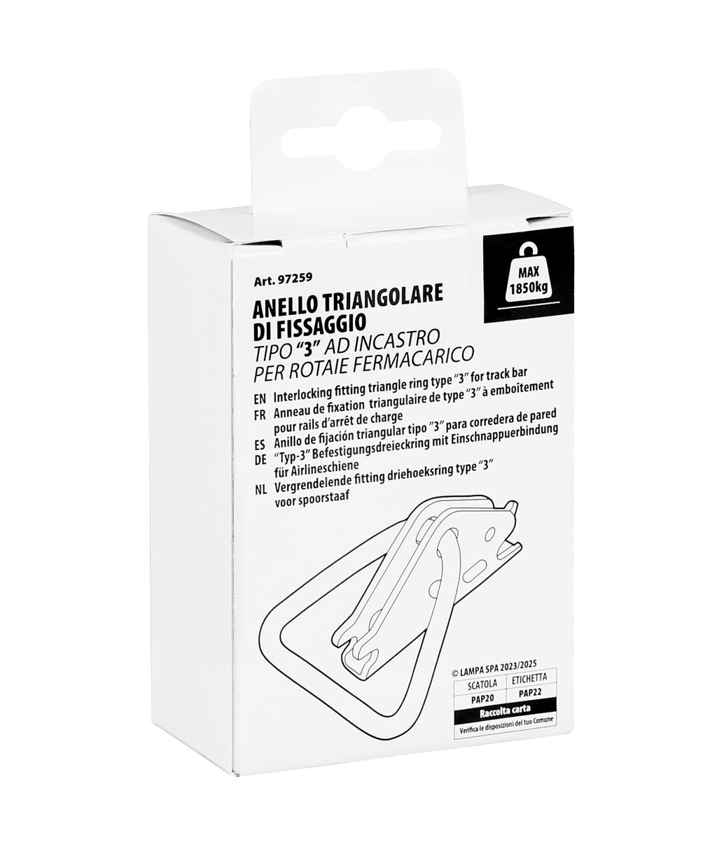 Anello triangolare di fissaggio per rotaie fermacarico ad incastro - Type 3