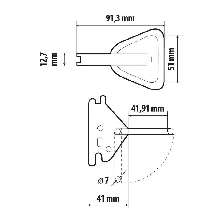Anello triangolare di fissaggio per rotaie fermacarico ad incastro - Type 3