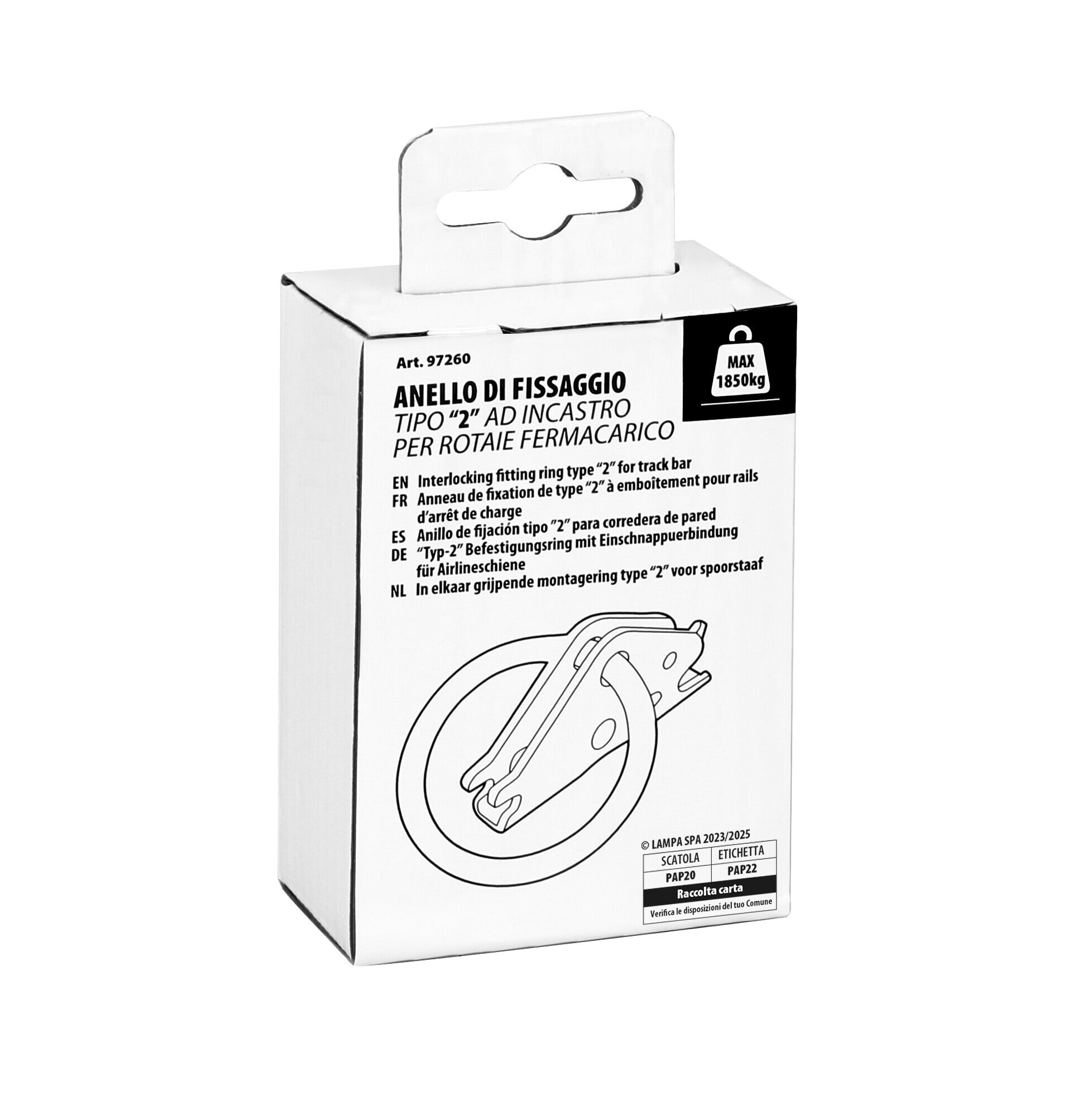 Anello di fissaggio per rotaie fermacarico ad incastro - Type 2