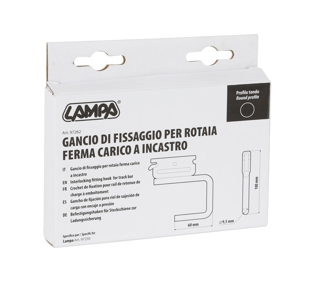 Gancio di fissaggio per rotaia ferma carico a incastro - Profilo tondo