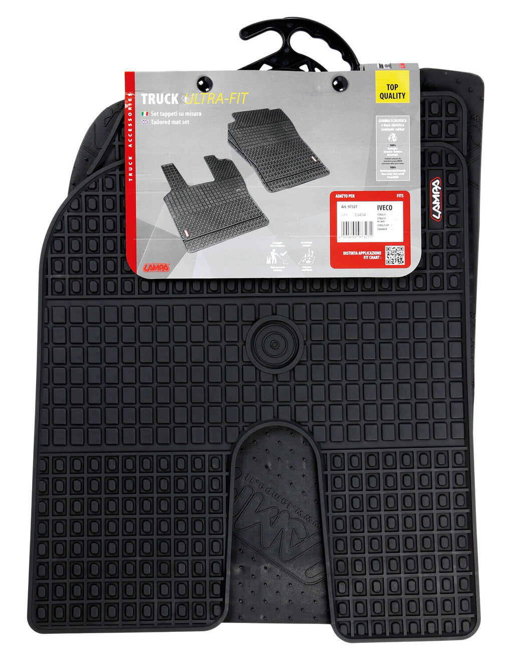 Coppia tappeti su misura in Eco Gomma - compatibile per Iveco Trakker (09/04>06/21) - Iveco Stralis (08/02>12/12) - Iveco Stralis (07/12>12/19) - Iveco Stralis Hi-Way (07/12>08/16) - Iveco Stralis XP (09/16>12/19)