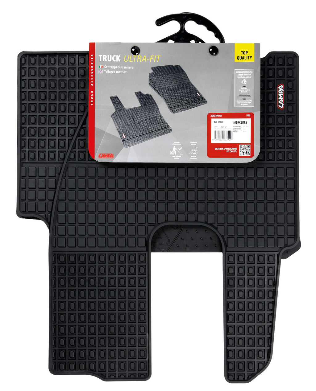 Coppia tappeti su misura in Eco Gomma - compatibile per Mercedes Actros MP4 (09/11>09/19) - Mercedes Antos (09/12>) - Mercedes Actros MP5 (10/19>) - Mercedes Actros MP5 L (11/21>) - Mercedes Actros L ProCabin (12/24>)