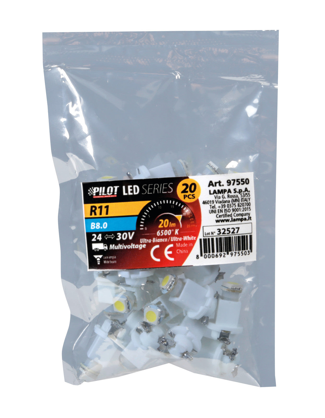 24V Led series - 1 Led SMD - (R11) - B8,0 - 20 pz - Busta - Bianco