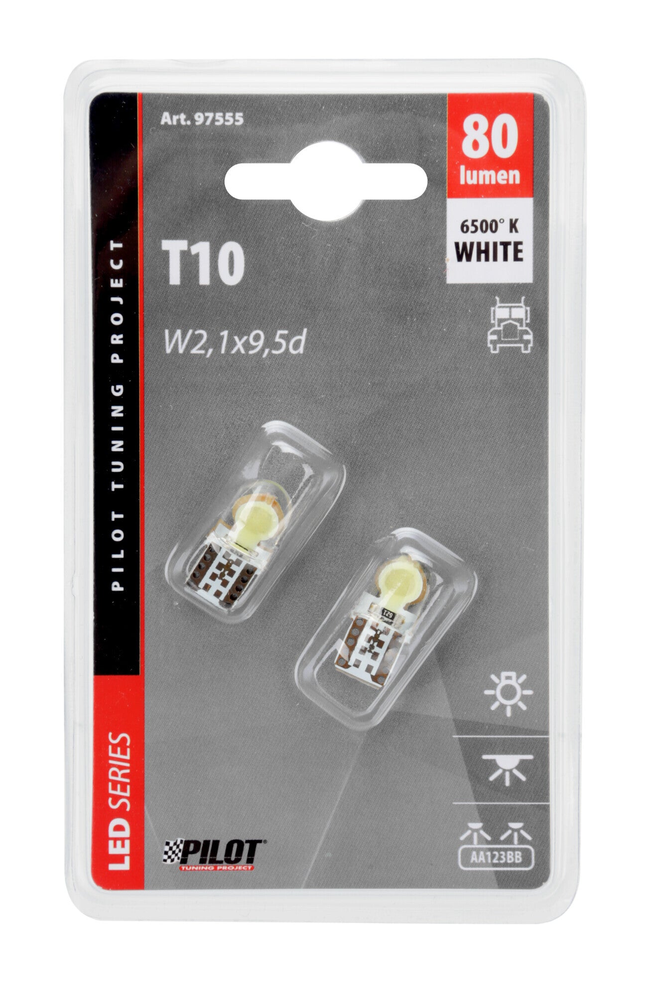 24V Led Series - 2 Led COB - (T10) - W2,1x9,5d - 2 pz - D/Blister - Bianco