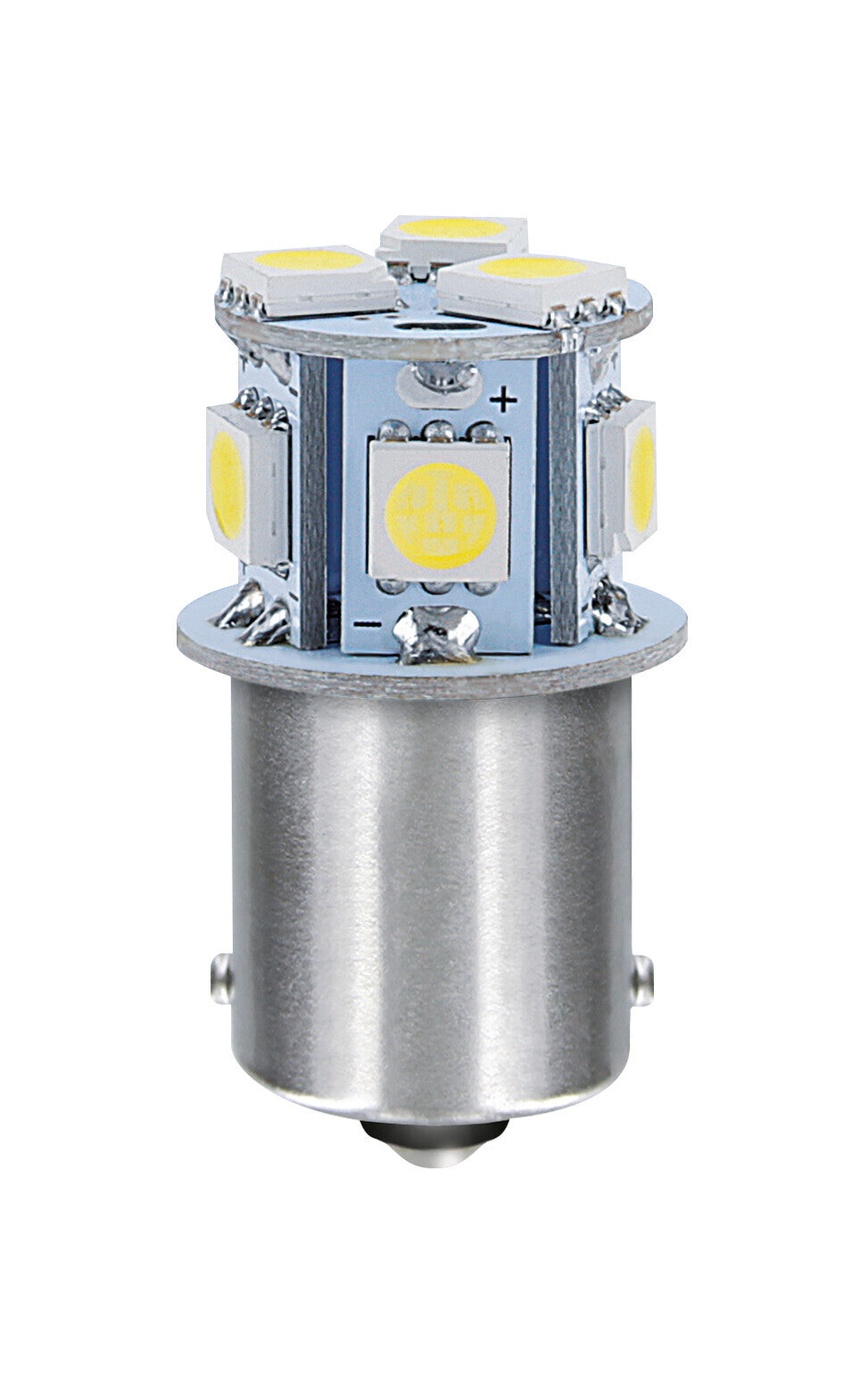 24V Led Series - 8 SMD x 1 chip - (P21W) - BA15s - 20 pz - Scatola - Bianco - Doppia polarità