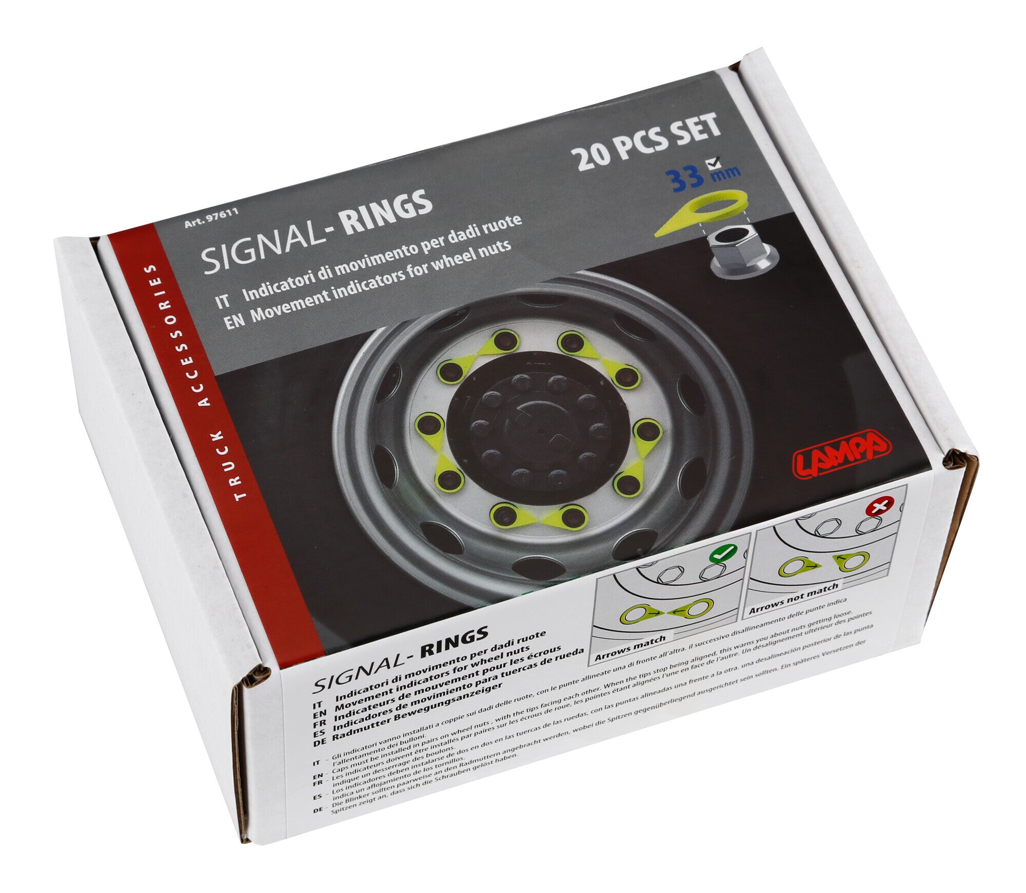 Indicatori di movimento per dadi ruote, set 20 pz - Ø 33 mm