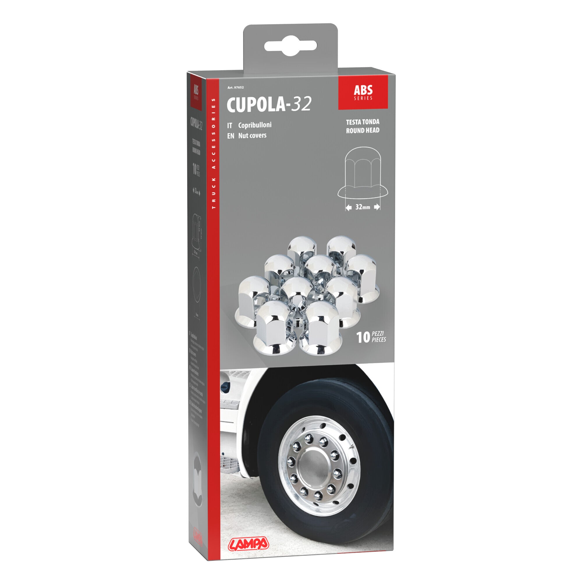 Copribulloni cromati in ABS - Ø 32 mm - Set 10 pz
