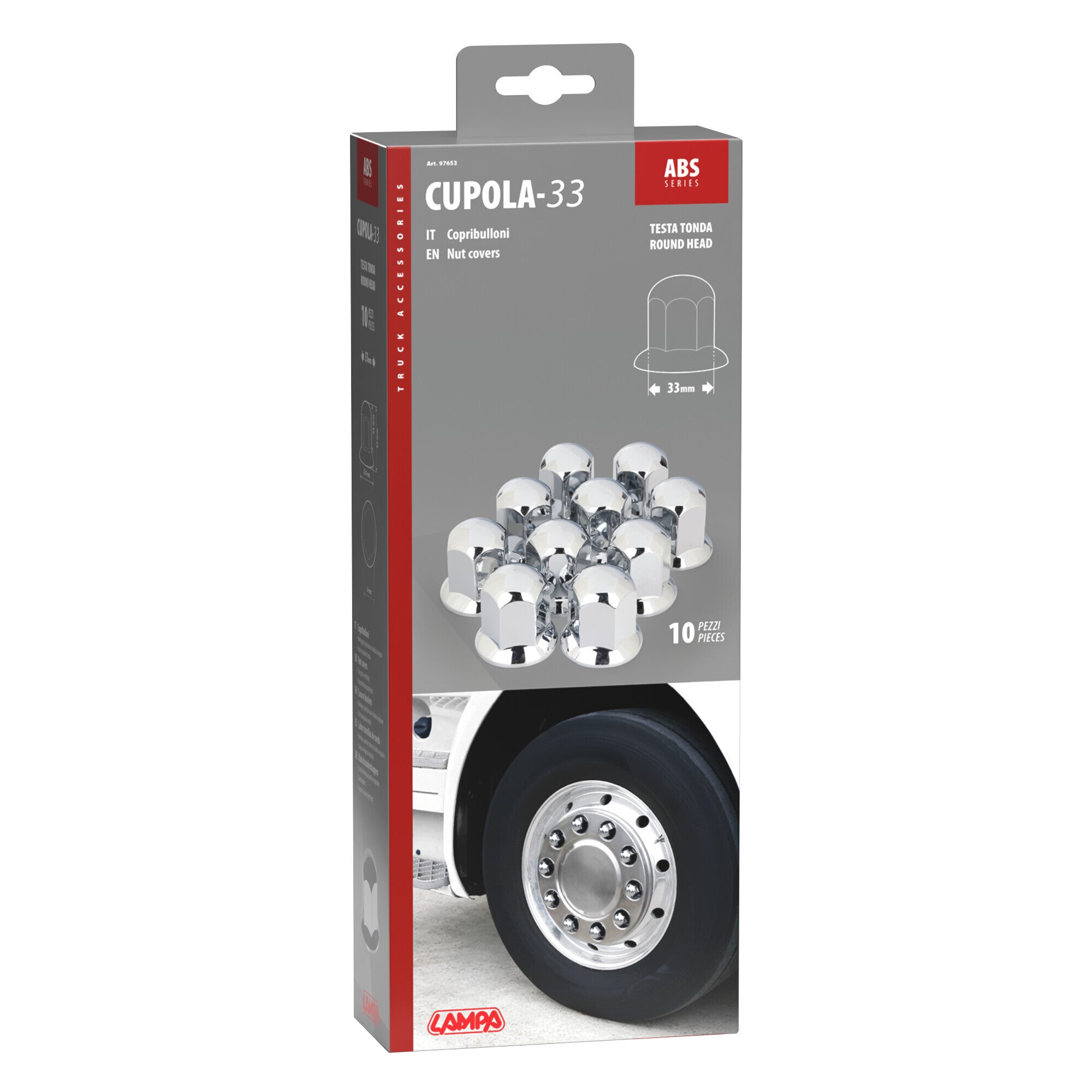 Copribulloni cromati in ABS - Ø 33 mm - Set 10 pz