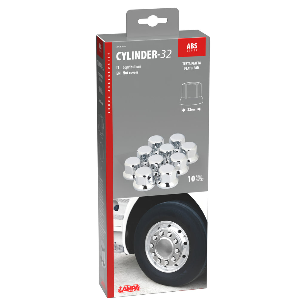 Set 10 copribulloni cromati in ABS - Ø 32 mm