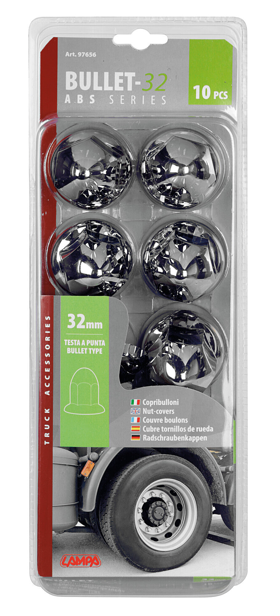 Copribulloni cromati in ABS - Ø 32 mm - Set 10 pz