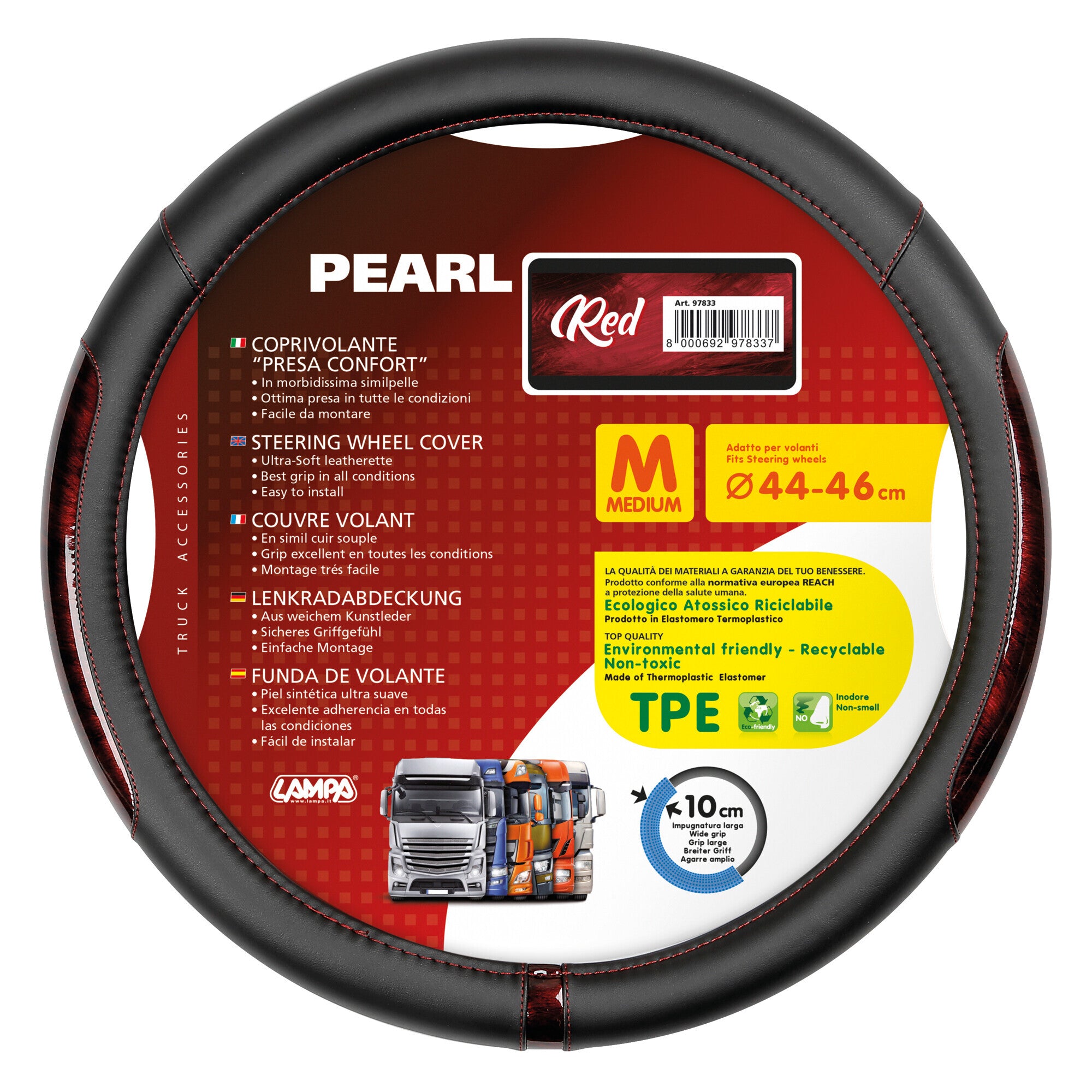 Pearl Red, coprivolante in Skeentex - M - Ø 44/46 cm
