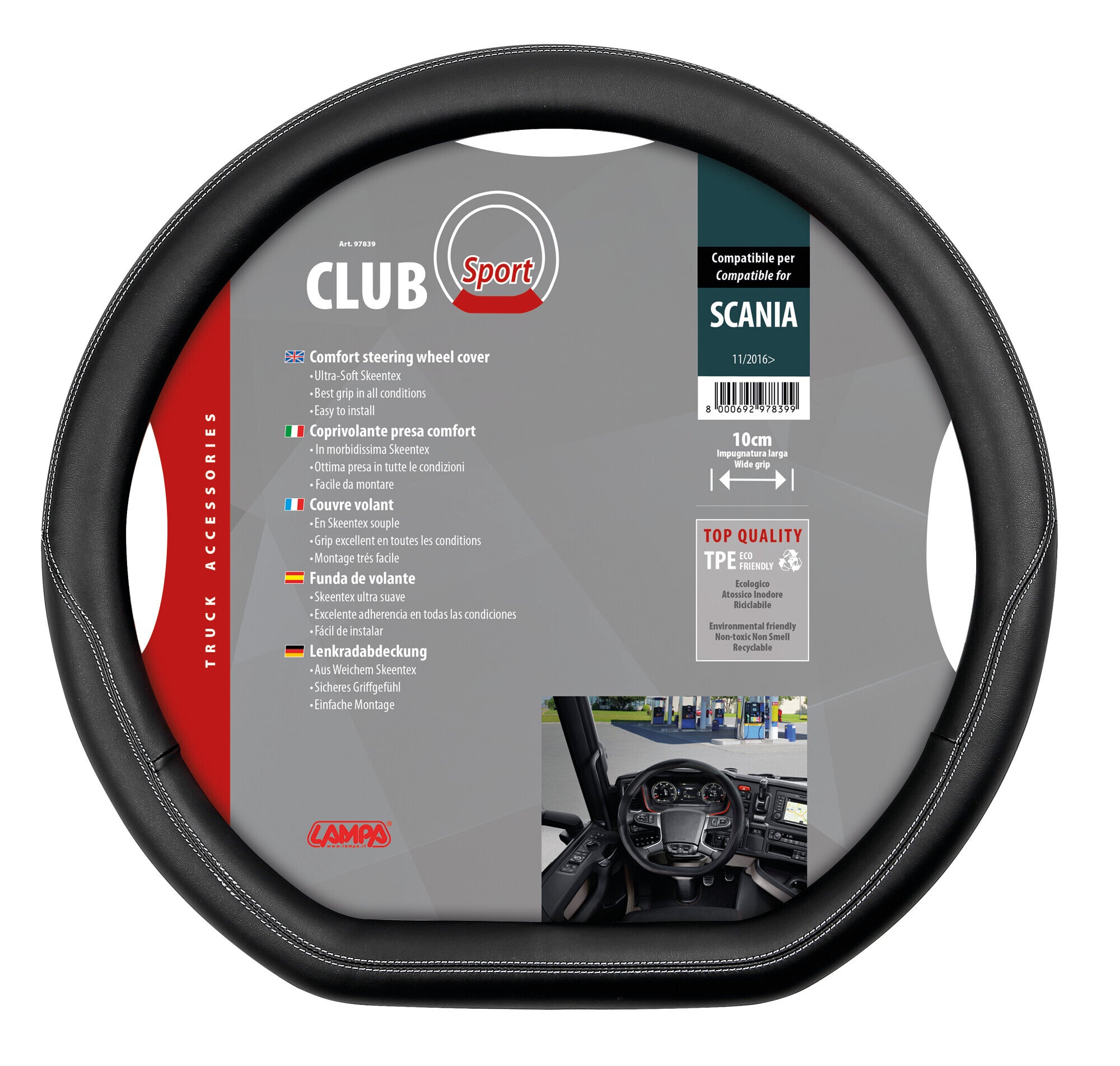 Club Sport, coprivolante su misura in Skeentex - compatibile per Scania G Serie 7 - New Generation (01/18>) - Scania P Serie 7 - New Generation (01/18>) - Scania R Serie 7 - New Generation (11/16>02/25) - Scania S Serie 7 - New Generation (11/16>)