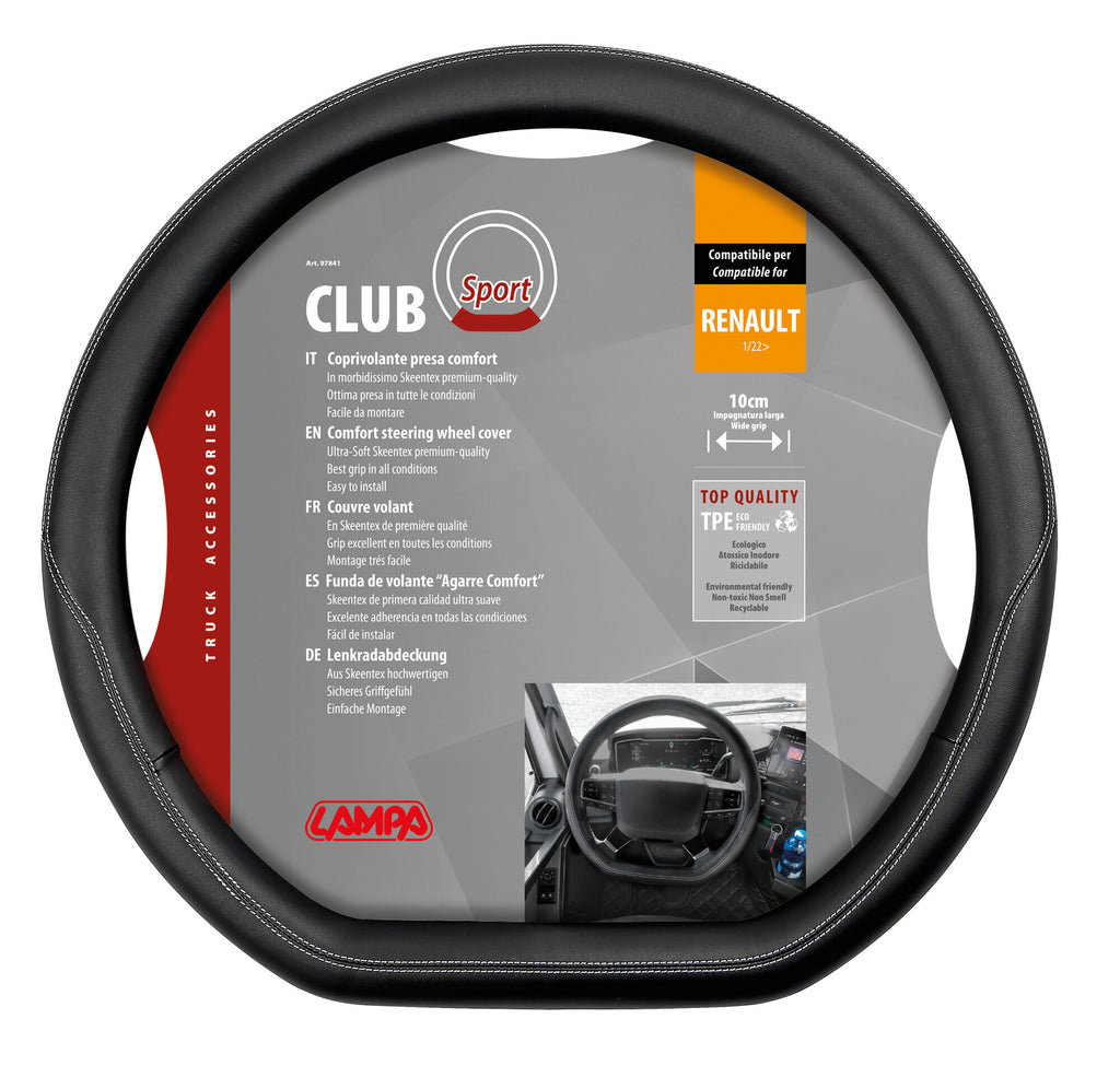 Club Sport, coprivolante su misura in Skeentex - compatibile per Renault T (01/22>)