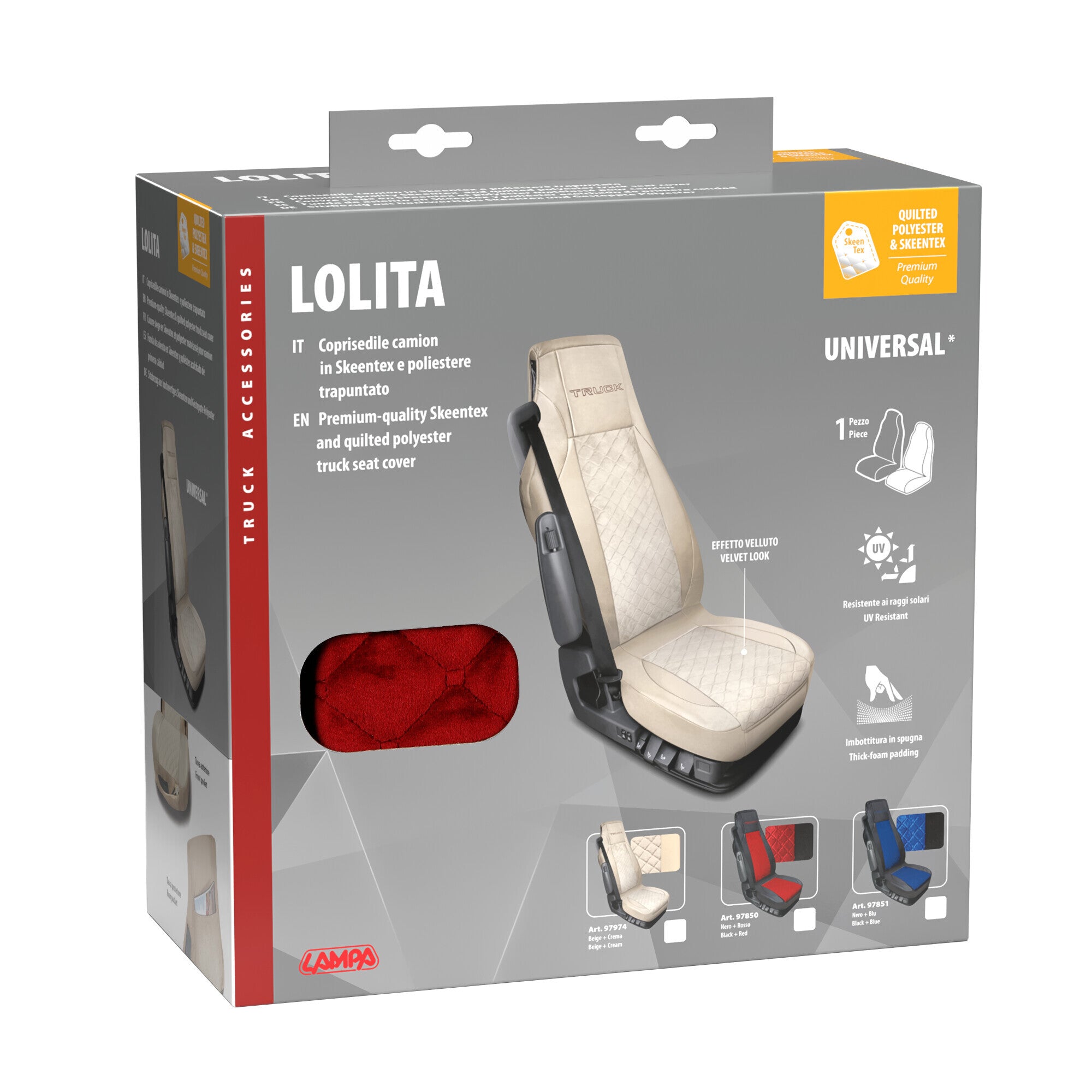 Lolita, coprisedile in Skeentex e poliestere - Nero/Rosso
