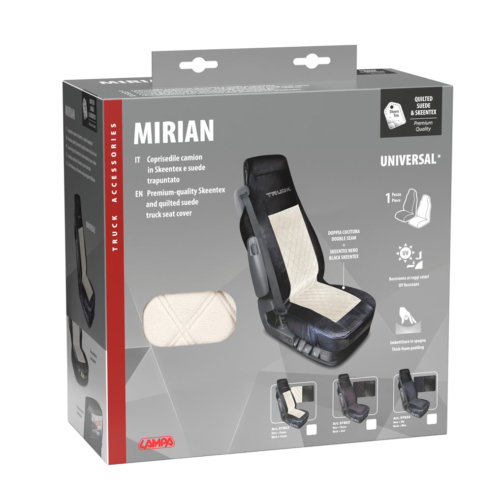 Mirian, coprisedile in Skeentex e suede trapuntato - Nero/Panna