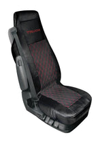 Mirian, coprisedile in Skeentex e suede trapuntato - Nero/Rosso