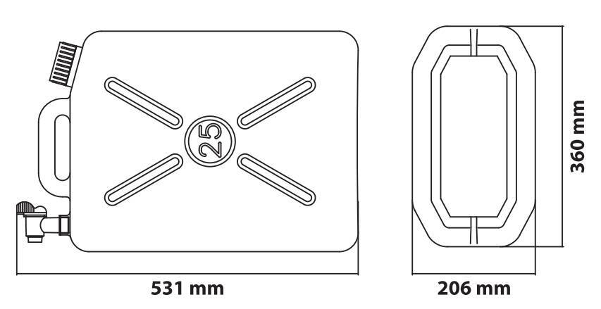Tanica in plastica, con rubinetto in metallo - 25 L