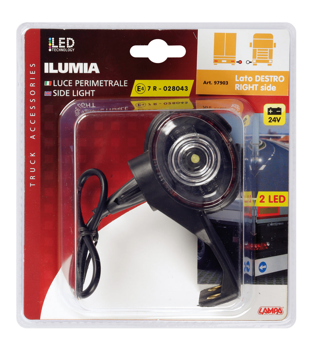 Ilumia, luce ingombro - 2 Led - 24V - Attacco L - Destra