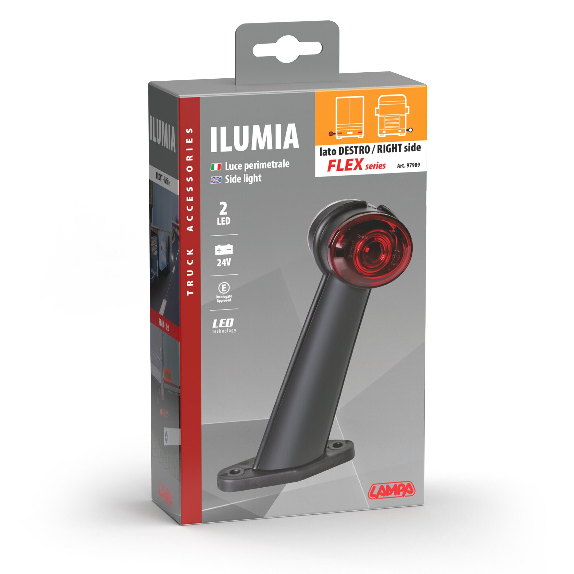 Ilumia, luce ingombro - 2 Led - 24V - 60° - Flex - Destra
