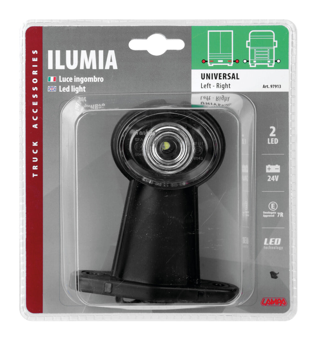 Ilumia, luce ingombro - 2 Led - 24V - Diritta corta - Universale