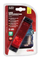 Luce ingombro con catarifrangente - 3 Led - 24V - Rosso