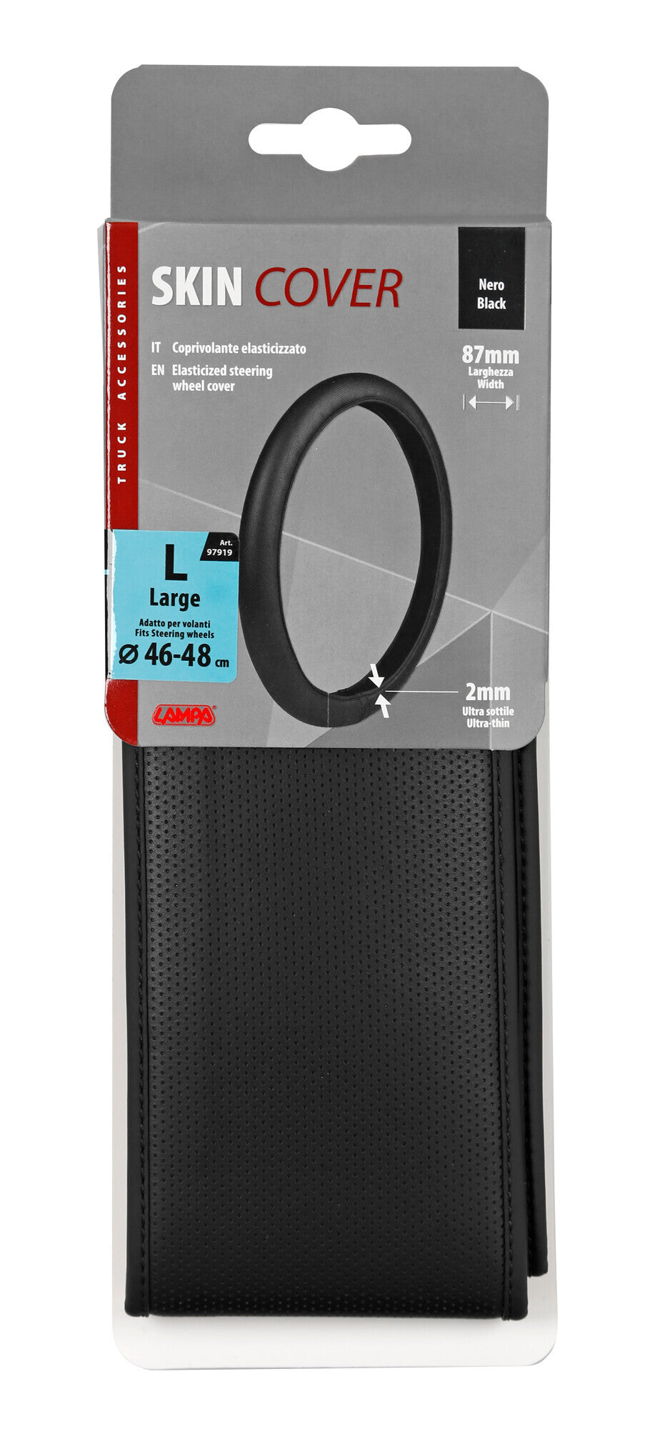 Skin-Cover, coprivolante elasticizzato in Skeentex - Nero - L - Ø 46/48 cm
