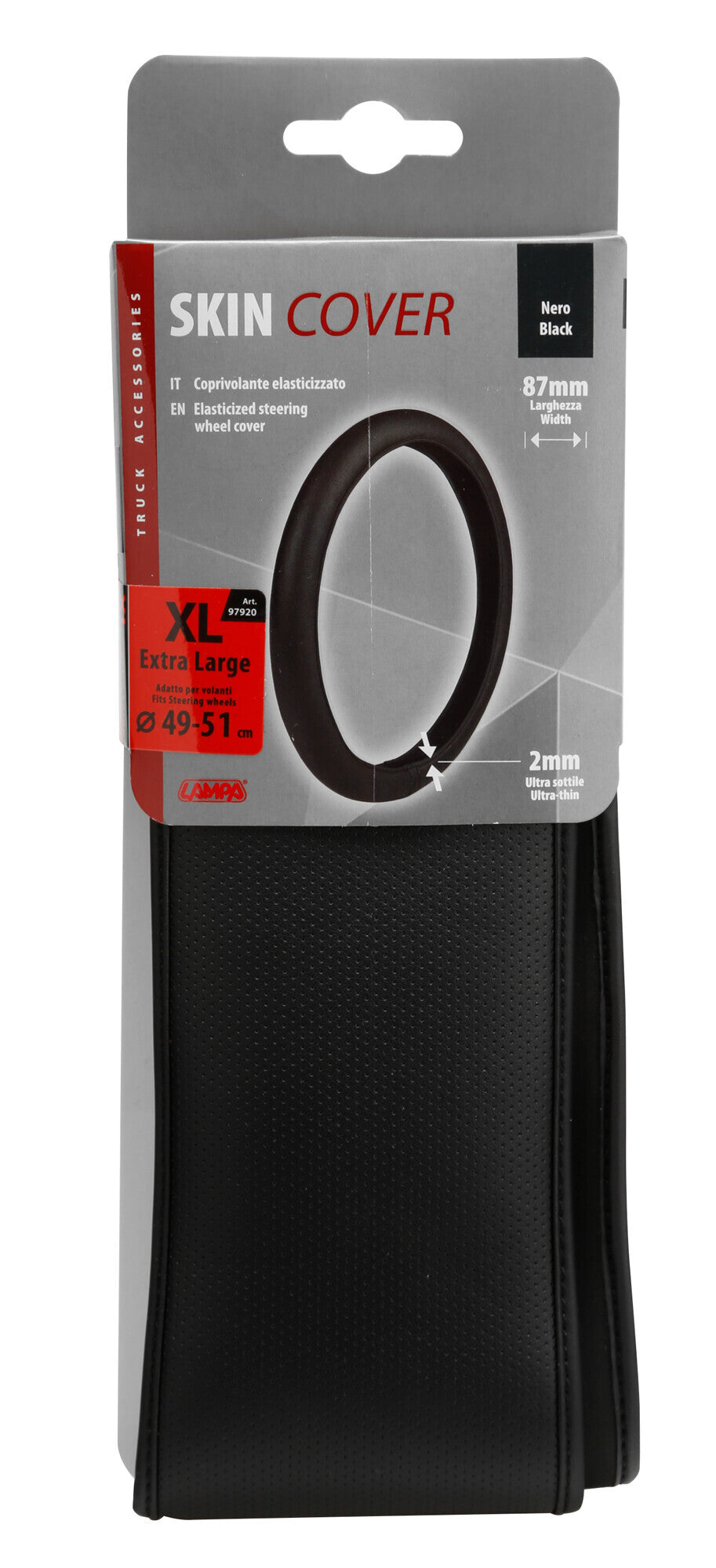 Skin-Cover, coprivolante elasticizzato in Skeentex - Nero - XL - Ø 49/51 cm
