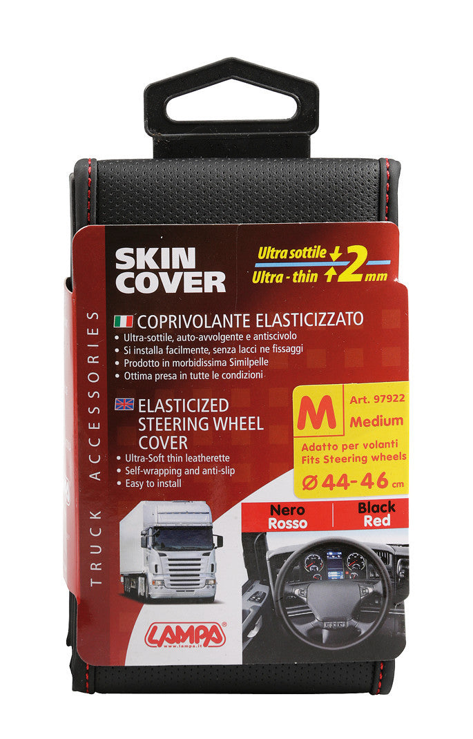 Skin-Cover, coprivolante elasticizzato in Skeentex - Nero/Rosso - M - Ø 44/46 cm