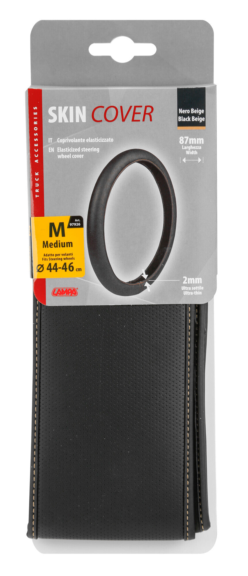 Skin-Cover, coprivolante elasticizzato in Skeentex - Nero/Beige - M - Ø 44/46 cm
