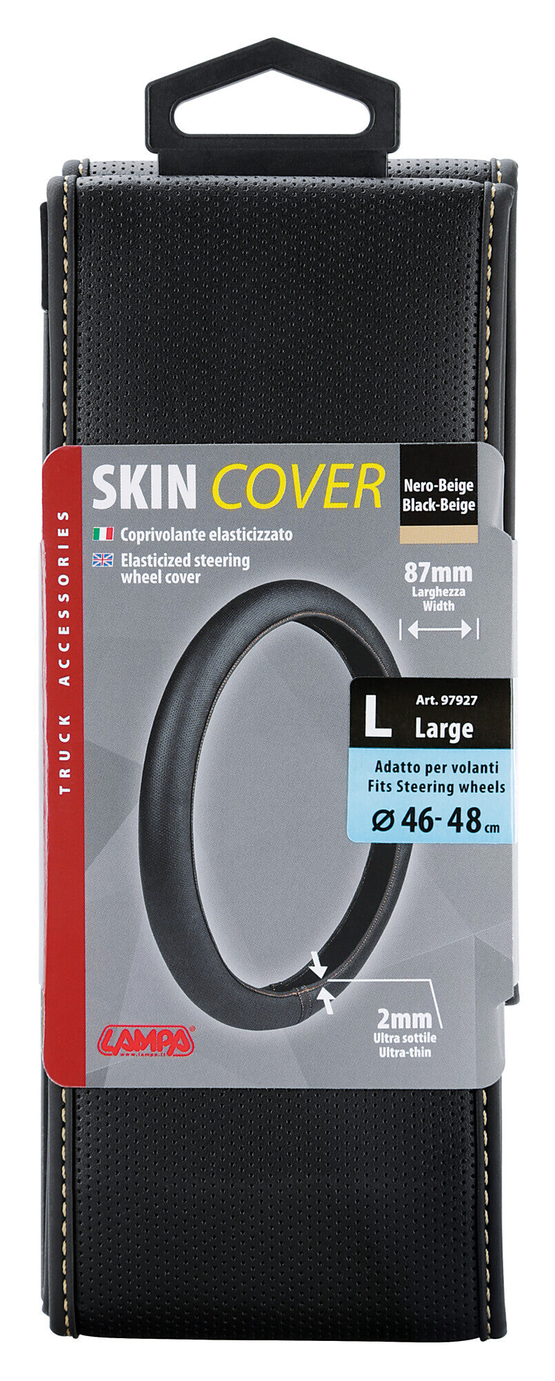 Skin-Cover, coprivolante elasticizzato in Skeentex - Nero/Beige - L - Ø 46/48 cm