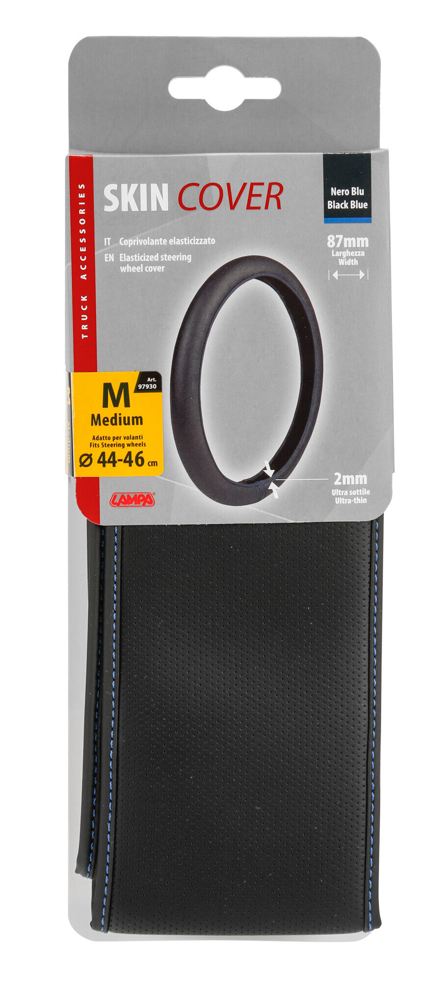 Skin-Cover, coprivolante elasticizzato in Skeentex - Nero/Blu - M - Ø 44/46 cm