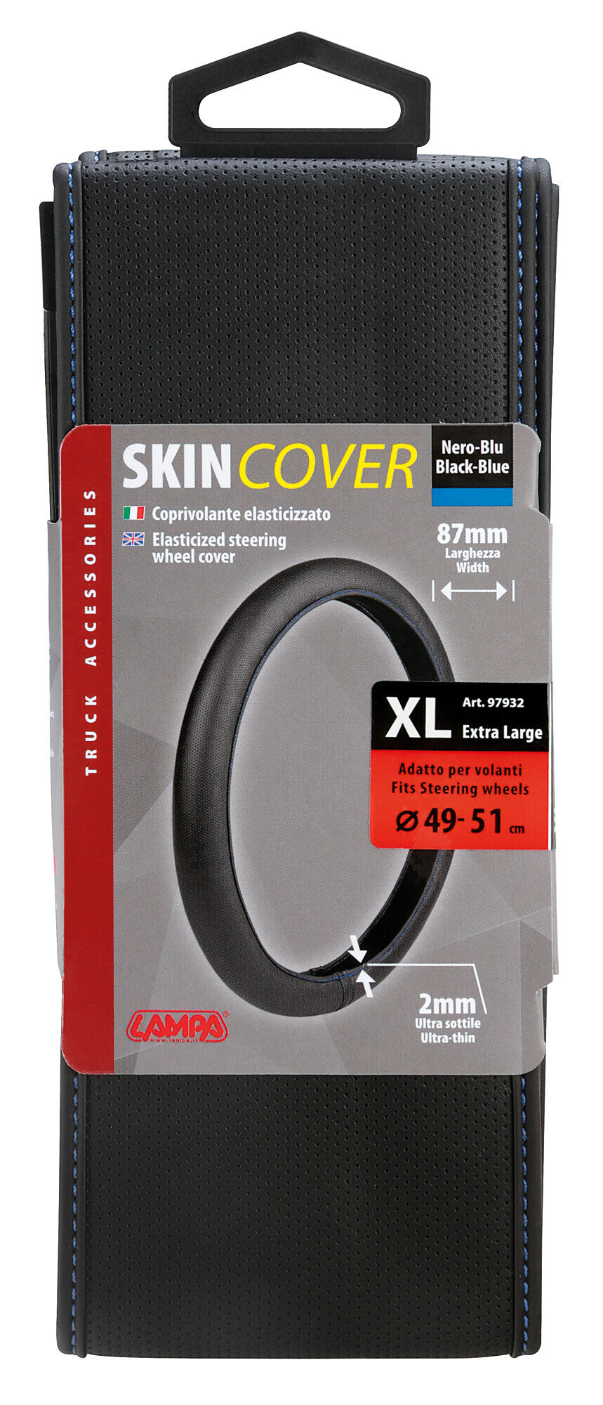 Skin-Cover, coprivolante elasticizzato in Skeentex - Nero/Blu - XL - Ø 49/51 cm