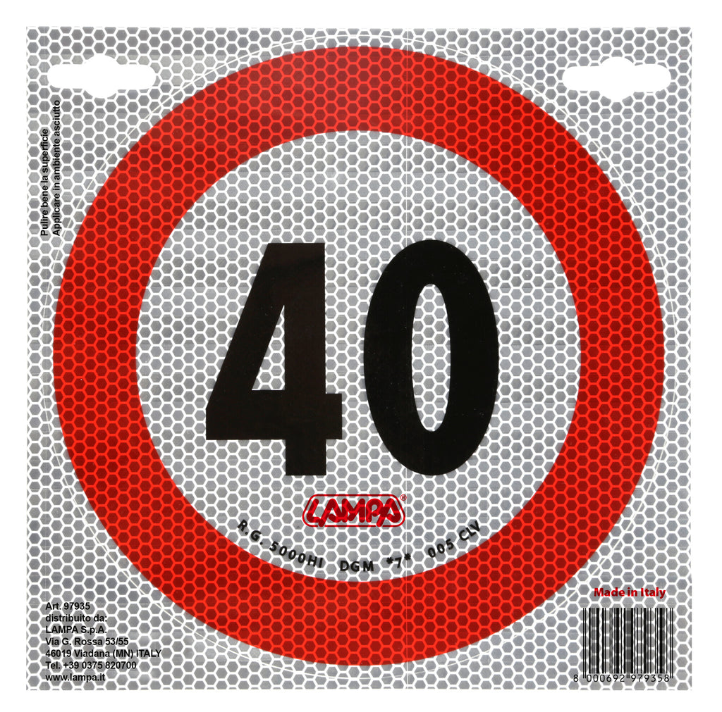 Contrassegno limite velocità - 40 Km/h
