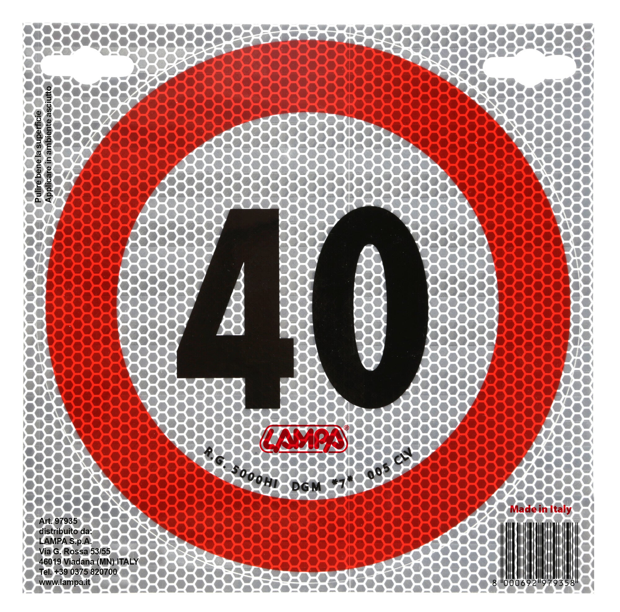Contrassegno limite velocità - 40 Km/h