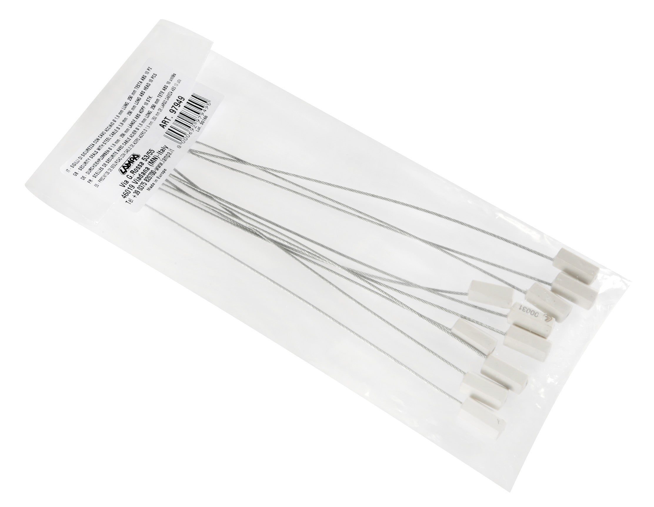 Set 10 Sigilli di sicurezza, testa in abs, cavo acciaio