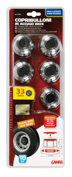 Boater, Set 10 copribulloni testa piatta in acciaio inox - Ø 33 mm - Cromo