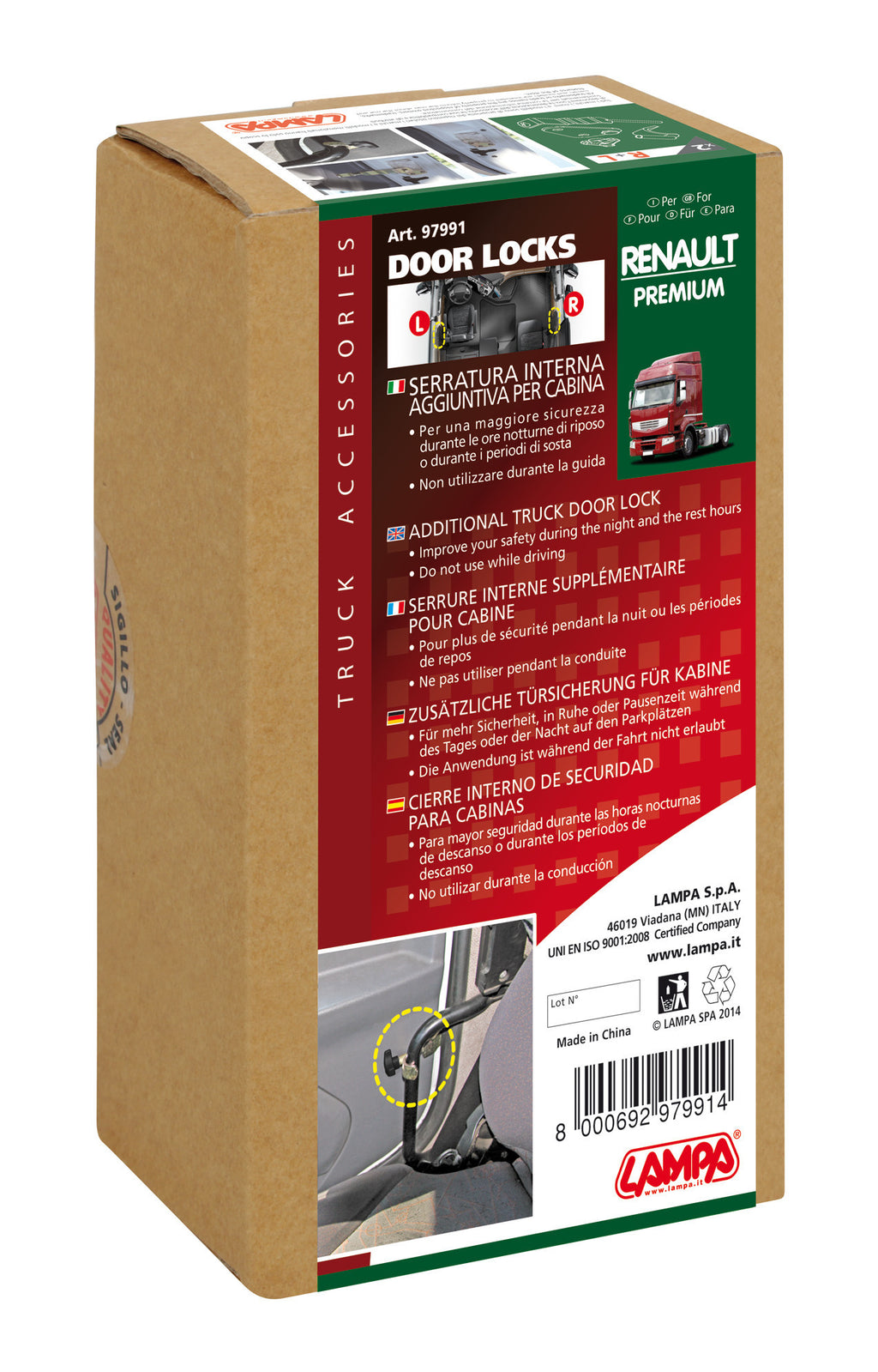 Serrature interne aggiuntive per cabina camion - compatibile per Renault Premium 1 (02/96>04/06) - Renault Premium 2 (09/05>12/13)