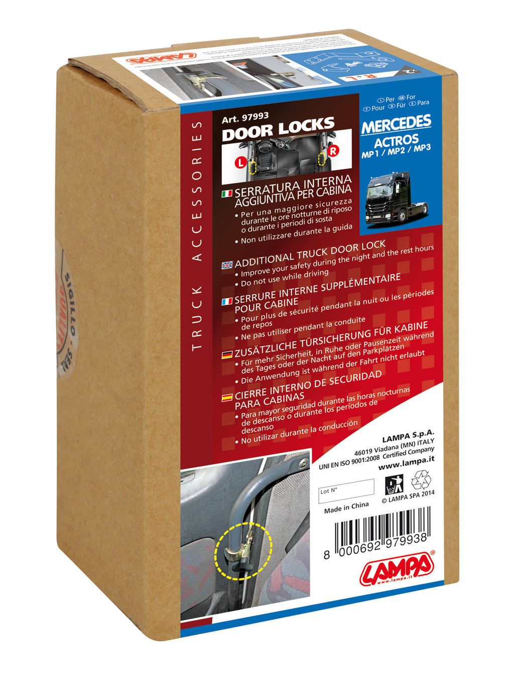 Serrature interne aggiuntive per cabina camion - compatibile per Mercedes Actros MP1 (09/96>09/03) - Mercedes Actros MP2 (04/03>12/08) - Mercedes Actros MP3 (06/08>12/13)