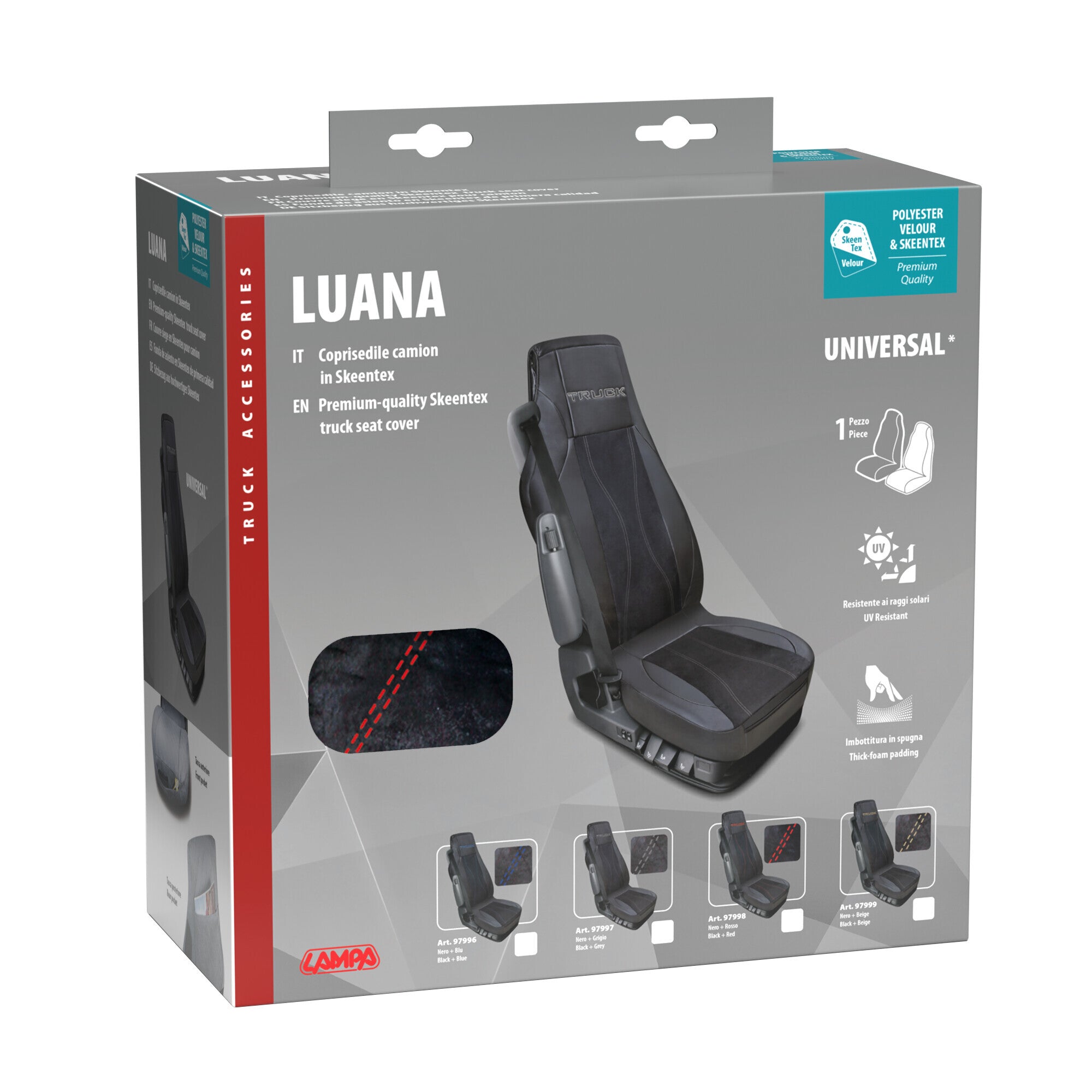 Luana, coprisedile in Skeentex per camion - Nero/Rosso