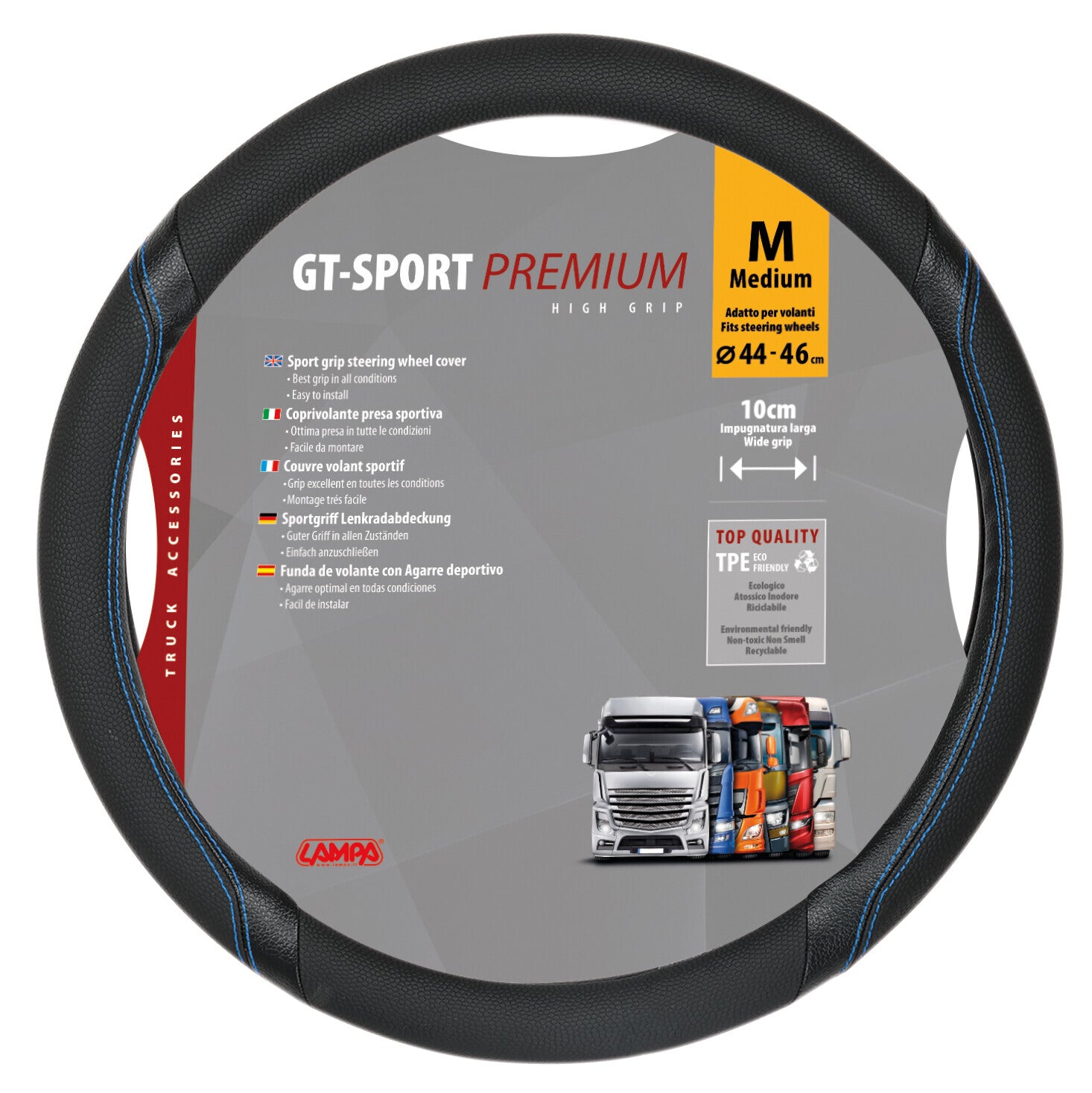 GT-Sport, coprivolante in Skeentex - M - Ø 44/46 cm - Nero/Blu