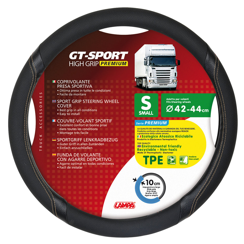 GT-Sport, coprivolante in Skeentex - S - Ø 42/44 cm - Nero/Beige