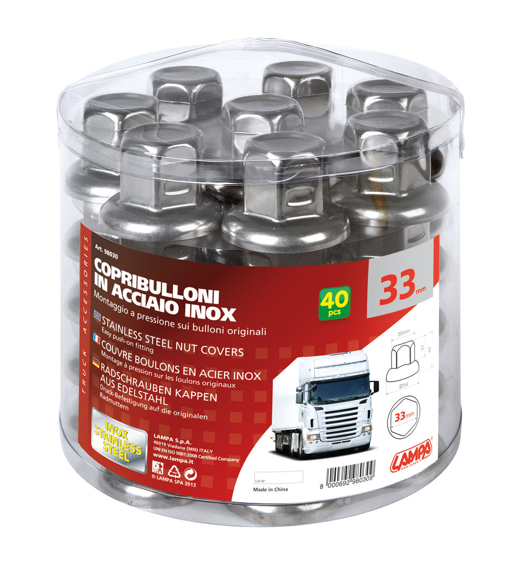 American, Set 40 copribulloni testa piatta in acciaio inox - Ø 33 mm