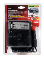 Trasformatore di corrente a due uscite 24V > 12V - 8A