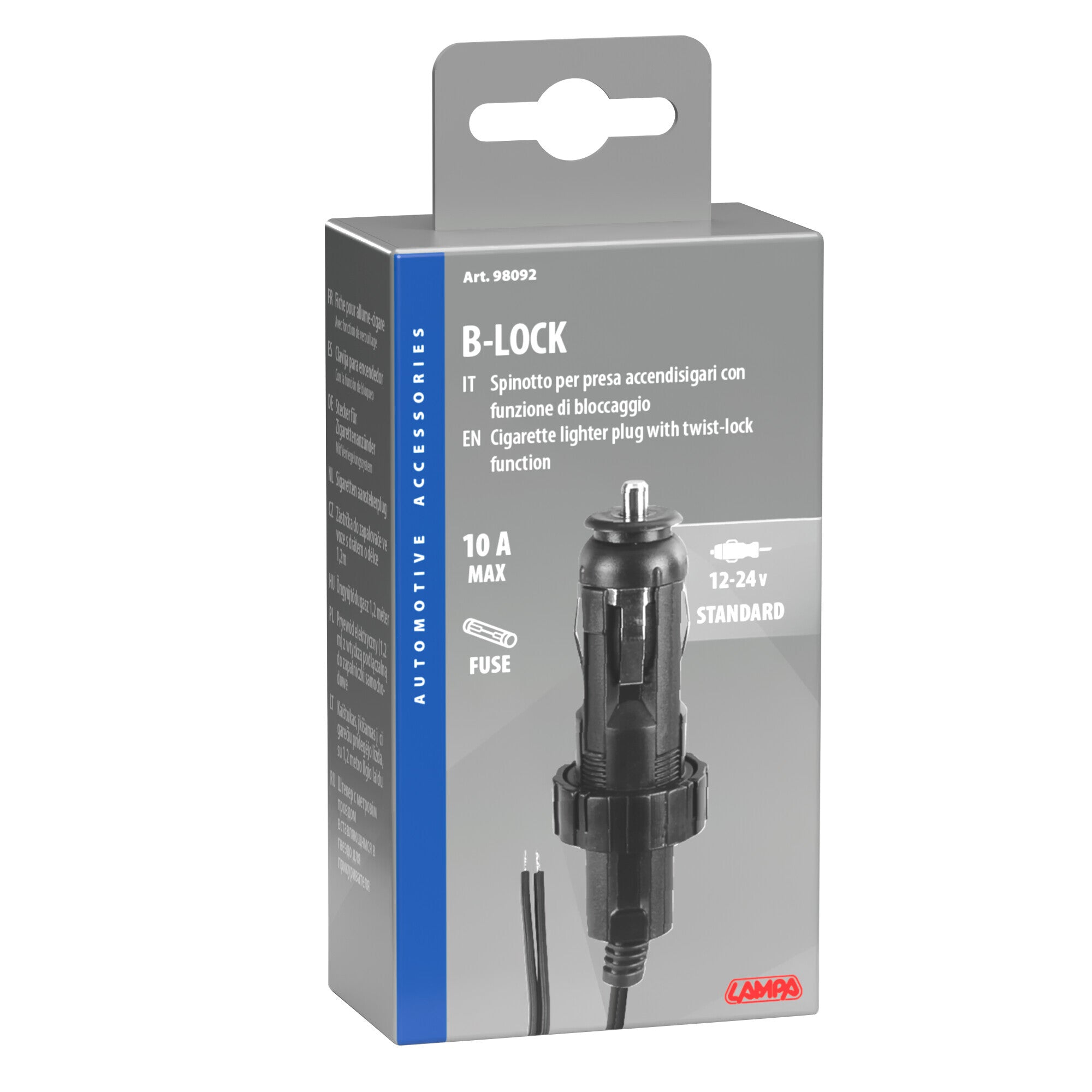 B-Lock, Spinotto per presa accendisigari con funzione di bloccaggio - 12/24V