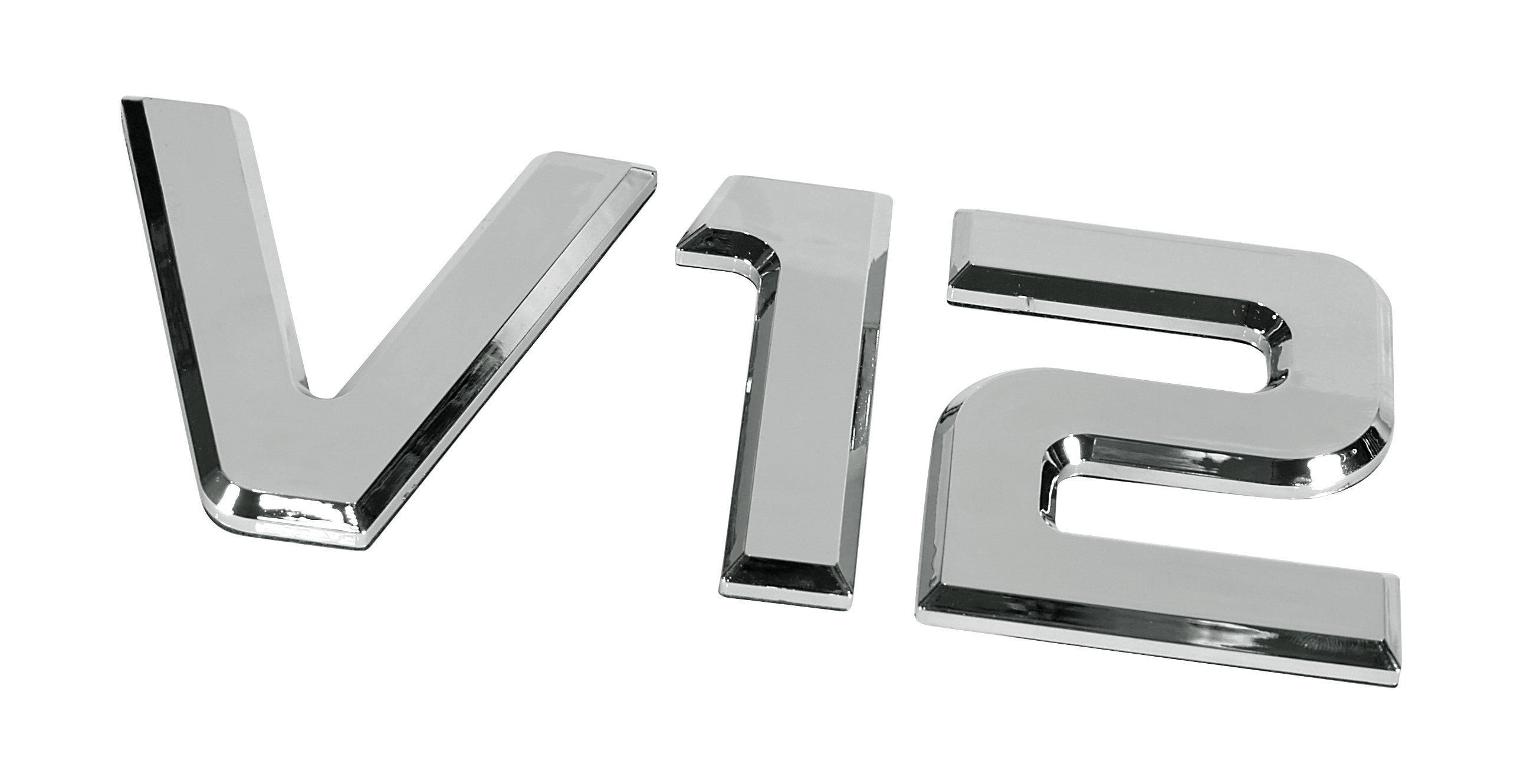 Emblemi motore 3D cromati - 92x210 mm - V12