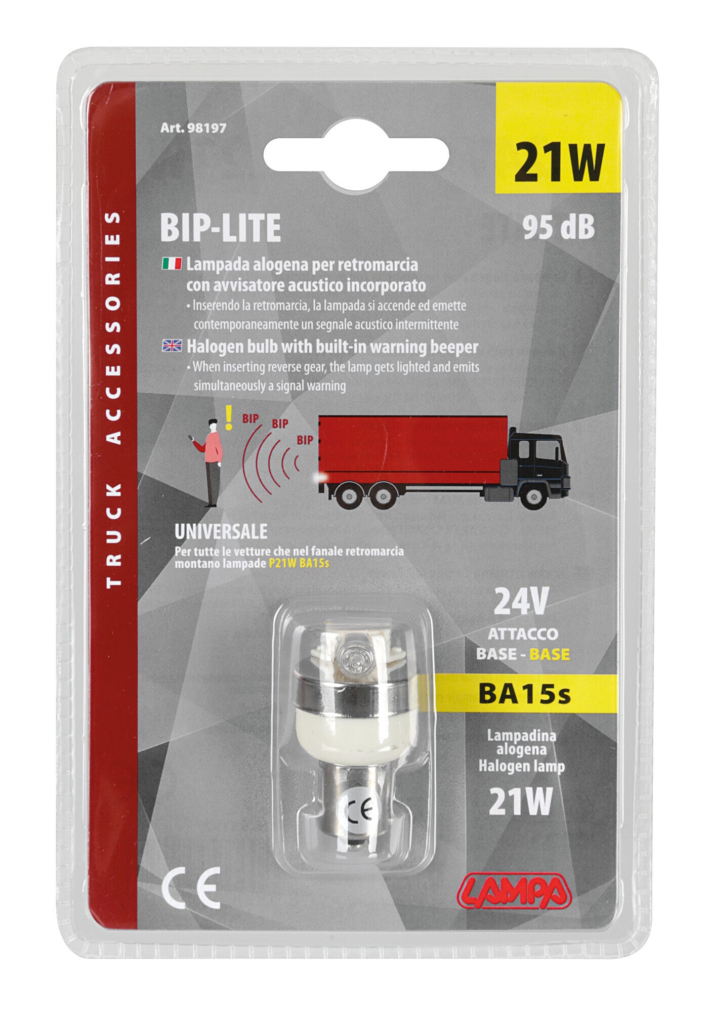 Bip-Lite, Lampadina retromarcia alogena con avvisatore acustico - 24V